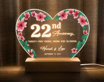 22nd Anniversary Gift, Copper Anniversary Gift, 22 Year Anniversary Gift, Personalized Gift for Her, Personalised gift for Him, HEART34