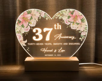 37th Anniversary Gift, Alabaster Anniversary, 37 Year Anniversary Gift, Personalized Gift for Her, Personalised gift for Him, HEART49