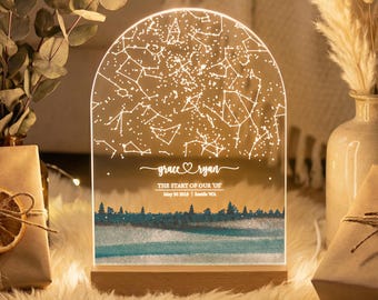 Anniversary Gift For Him, Personalized Star Map Light, Custom Constellation Lamp, Valentine Gift, STAR01AU