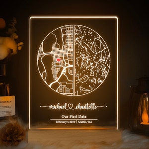 Cadeau d'anniversaire, carte où nous nous sommes rencontrés, carte des étoiles, ciel nocturne par date, cadeau pour elle et lui, cadeau pour la maison, décoration d'intérieur personnalisée, MAP08