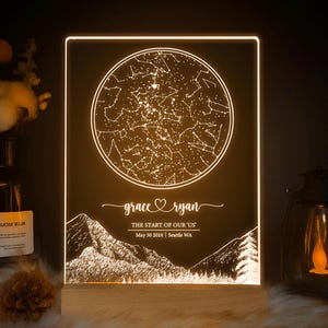 Custom star map by date, One year anniversary constellation, Stars over location gift, Boyfriend star lights, Constellation light, STAR01T