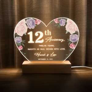 12th Anniversary Gift, Silk Anniversary Gift, Linen Anniversary Gift, Personalized Gift for Her, Personalised gift for Him, HEART24