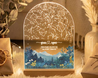 Gift For Him, Personalized Star Map Night Light, Custom Constellation Acrylic Lamp, Anniversary Wedding Valentine Gift, STAR01AT