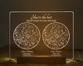 Star map by date gift, Gift For Dad, Star map light, Personalized constellation map, Night sky by date, Gift for Father, STAR01D