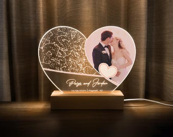 Custom star map by date, Anniversary gift, Personalized constellation map, Night sky by date, Anniversary gift for him and her, HEART12