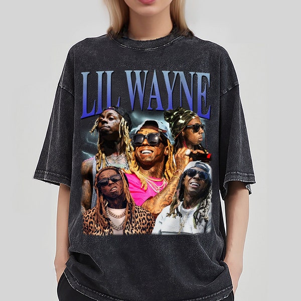 Lil Wayne Vintage camiseta lavada, Hiphop RnB rapero homenaje gráfico unisex manga larga, Bootleg Retro 90's Fans sudadera con capucha regalo