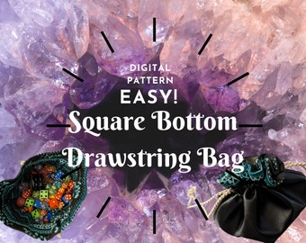 EASY How to Sew a Square Bottomed Drawstring Bag - Step by Step instructions with full color photos. D&D dice bag, jewelry, gifts, and more!