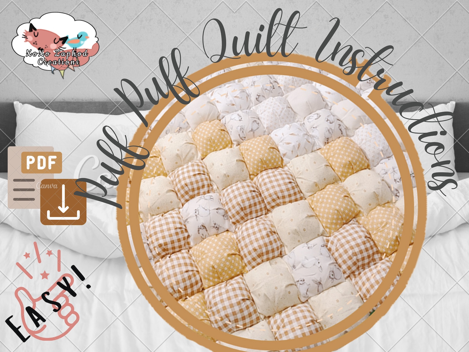 EASY How to Sew a Puff Puff Quilt Instructions Step by Step Etsy