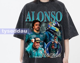 T-shirt délavé vintage Fernando Alonso, Formula Racing F1 hommage graphique à manches longues unisexe, cadeau à capuche pour fans Bootleg rétro des années 90