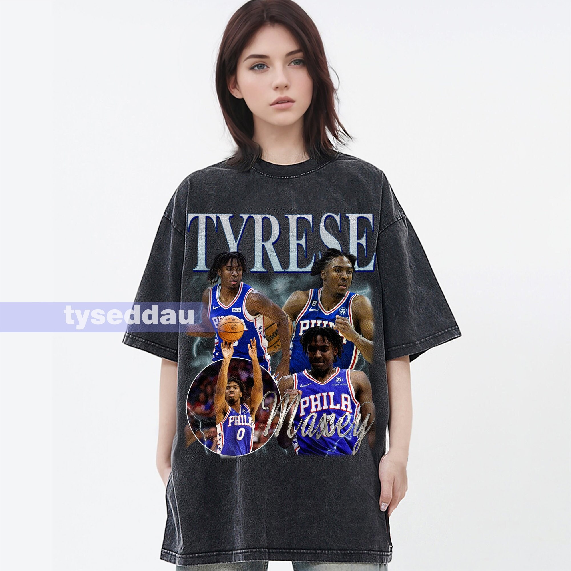 Tyrese Maxey Philadelphia 76ers 90s Style Vintage Bootleg T Shirt - Jolly  Family Gifts