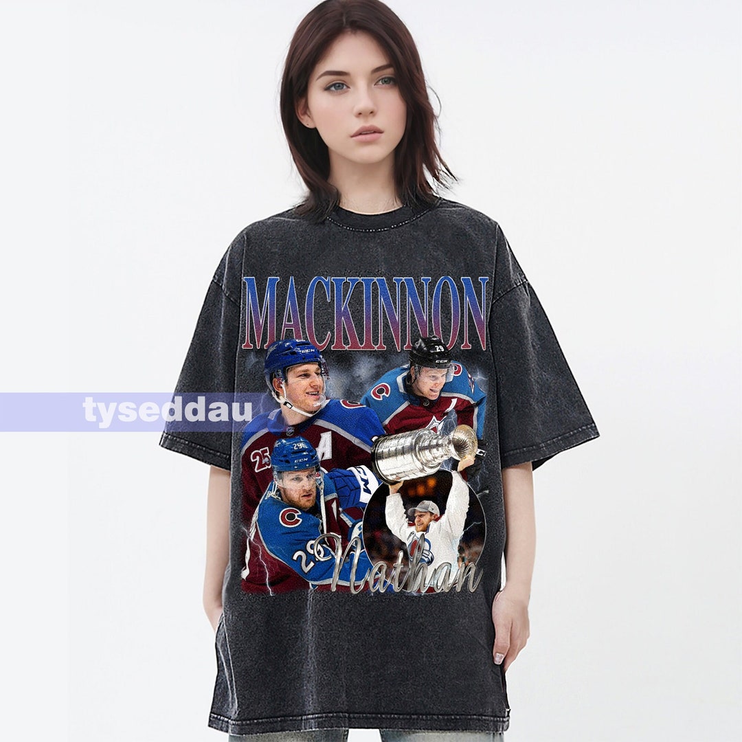 Nathan Mackinnon Vintage Washed Tshirt, Ice Hockey Centre Homage