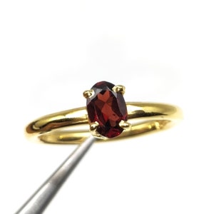 Garnet Ring: Gold-Plated 925 Silver Stacking Ring