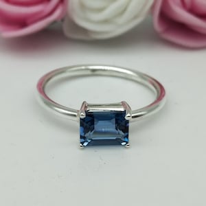 Natural London Blue Topaz Ring | 925 Sterling Silver Ring | Solitaire Ring| December Birthstone| Engagement Ring| Wedding Ring| Gift For Her
