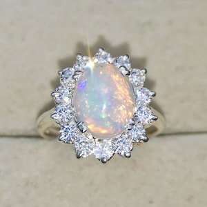Natural Opal Ring: 925 Sterling Silver, October Birthstone