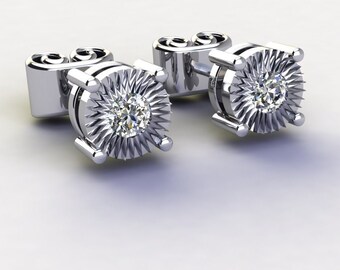 Moissanite Stud Earrings-925 Sterling Silver Earrings-Prong Solitaire Stud Earrings-Screw Back Style-Moissanite Studs-Anniversary Gift