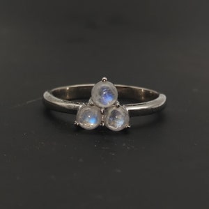 Rainbow Moonstone Ring: Handmade 925 Sterling Silver Promise Ring