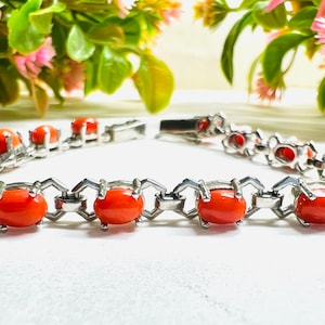 Natural Coral Bracelet | Handmade Bracelet |  925 Silver Bracelet | Coral Silver Jewellery | Coral Wedding Bracelet | Gift For Her