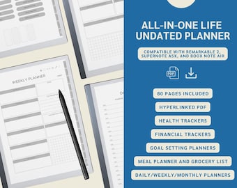 Hyperlinked Life Planner: ongedateerd voor reMarkable + ePaper-tablets (pdf)