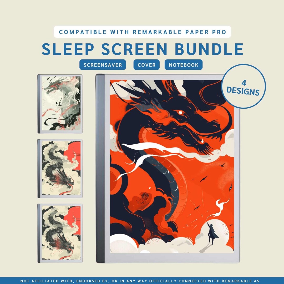 Colored Sleep Screen Template Bundle for Remarkable Paper Pro | Dragon ...