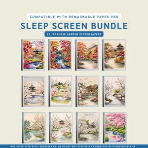 Japanese Garden Colored Sleep Screen Template Bundle for remarkable Paper Pro