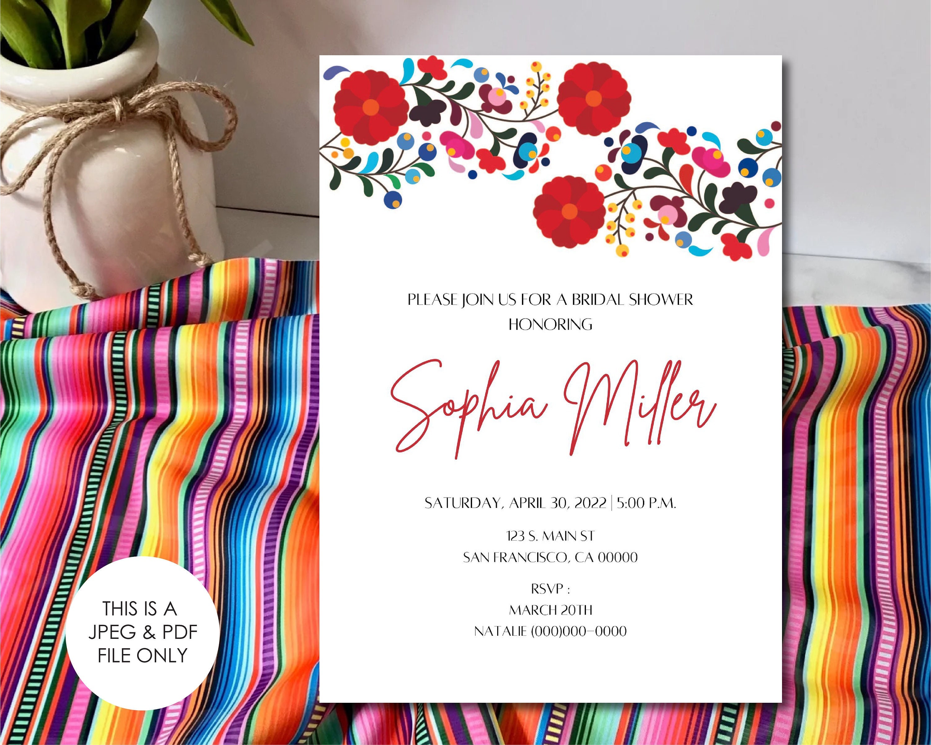 Fiesta Bridal Shower Invitation Template Fiesta Invitation Etsy
