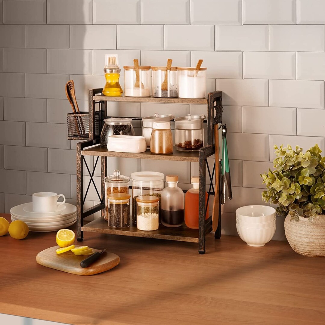 3 Tier Spice Rack Organizer With Wire Basket Spice Organizer - Etsy