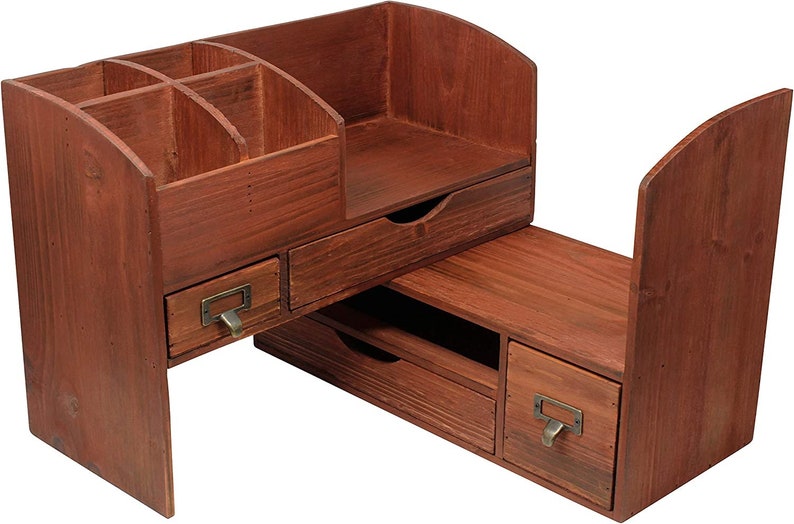 Adjustable Wooden Office Desk Organizer Desktop Organizer Etsy