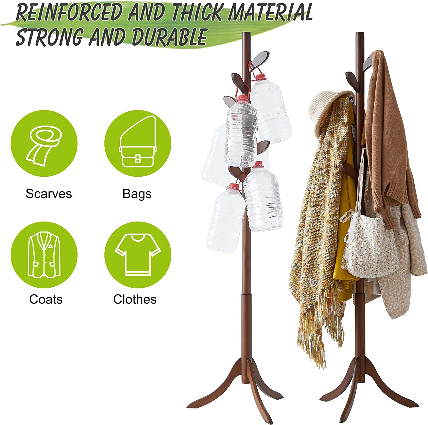 Bamboo Standing Coat Rack With 8 Hooks Coat Rack Stand Etsy