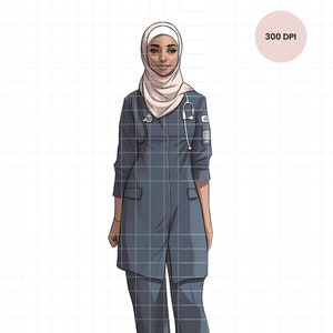 Muslim Nurse wearing white Hijab, Muslim woman PNG, Muslim Woman Clipart, Hijab Art, Hijab Illustration, Nurse Occupation
