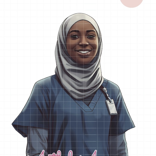 Black Muslim Nurse wearing white Hijab,  Black Muslim woman PNG, Muslim Woman Clipart, Hijab Art, Hijab Illustration, Nurse Occupation