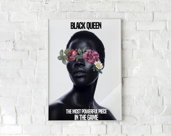 Black Queen Wall Art, Black Girl Poster Black Woman Wall Art, Black Queen Poster, Gift For Her, Black Poster