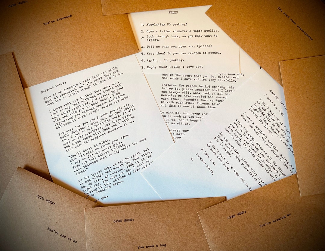 Custom Typewritten Open When Letters set of 8 Etsy