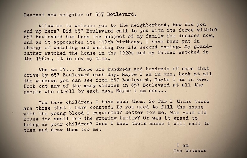 The Watcher Letters Hand Typed Replica of the Original Letters Custom