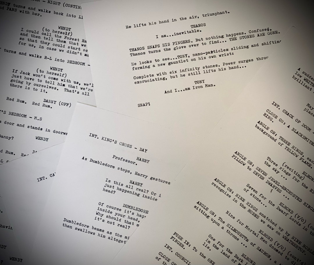 Hand-typed Movie Scripts - Custom Choice - 1000+ Ideas - Etsy