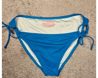Slip bikini blu con fiocco di Victoria's Secret, taglia L/G, con laccetti laterali, costume da bagno da donna.