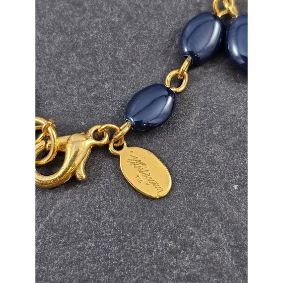 Vintage Worthington Gold Tone and Blue Beads 18" … - image 2
