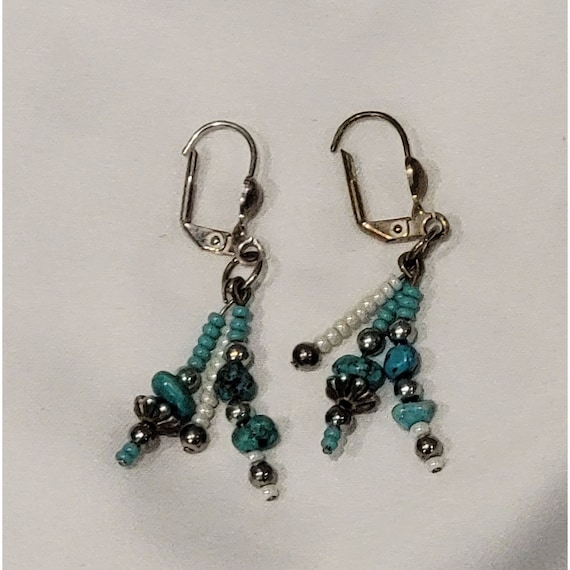 Handcrafted Beaded Turquoise Earrings - image 5