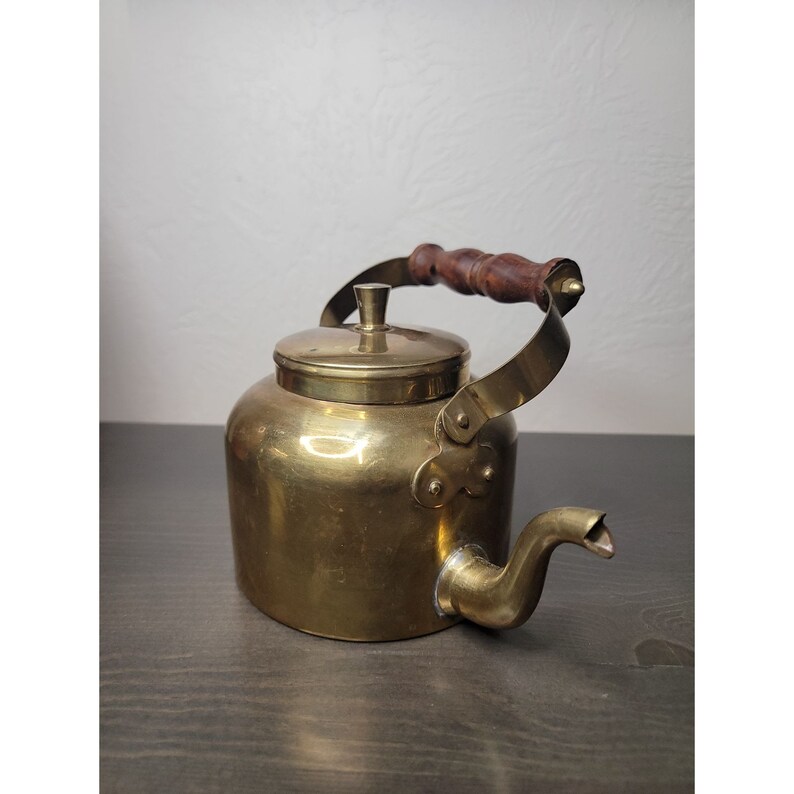 Vintage Brass Handmade Gooseneck Tea Kettle Etsy