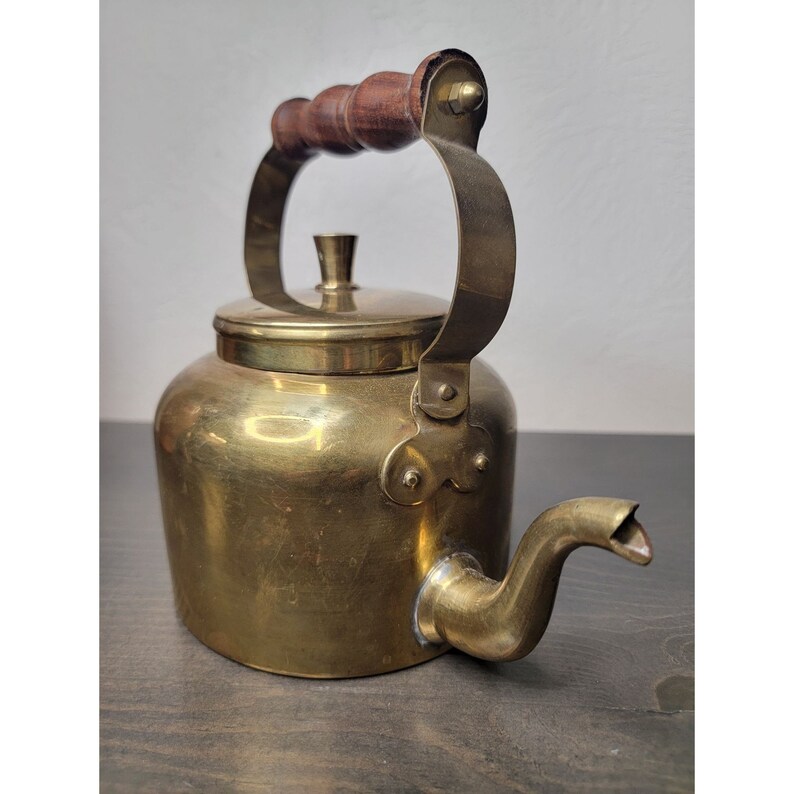 Vintage Brass Handmade Gooseneck Tea Kettle Etsy