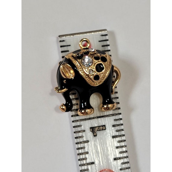 Black Enamel Elephant Pendant Charm with Gold Col… - image 3