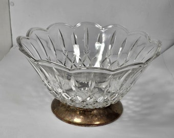 Vintage Godinger Serve Ware Shannon Crystal Salad Bowl with Silver Plated Base