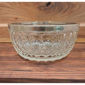 Vintage Cut Crystal Bowl with Silver Plated Rim
