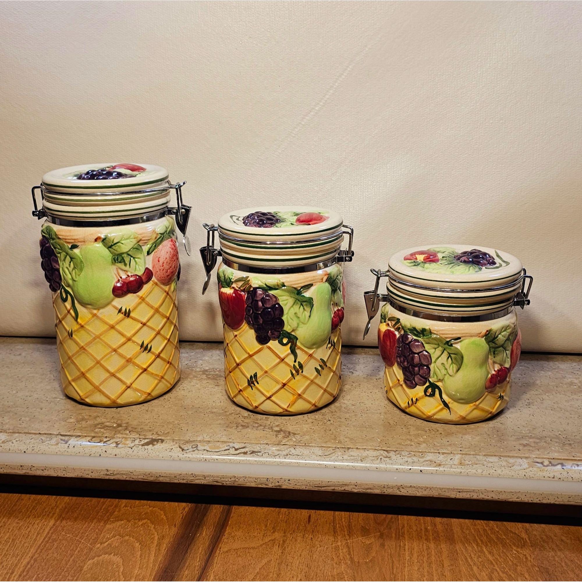 Vintage Set of 3 Gourmet Home Fruit Canisters Retro Boho - Etsy