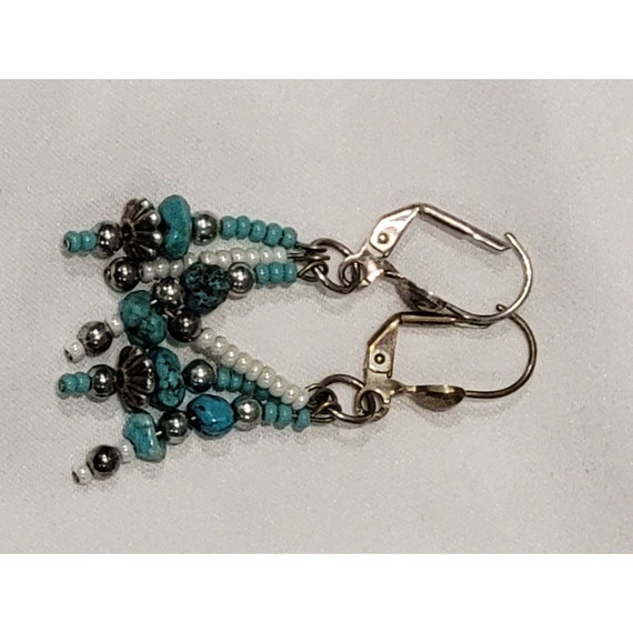 Handcrafted Beaded Turquoise Earrings - image 3