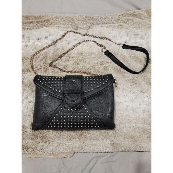 Vintage Black Leather Clutch with Long Chain Shou… - image 8