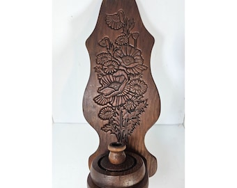 Vintage 1970 Homco Wooden Embossed Wall Candle Sconce