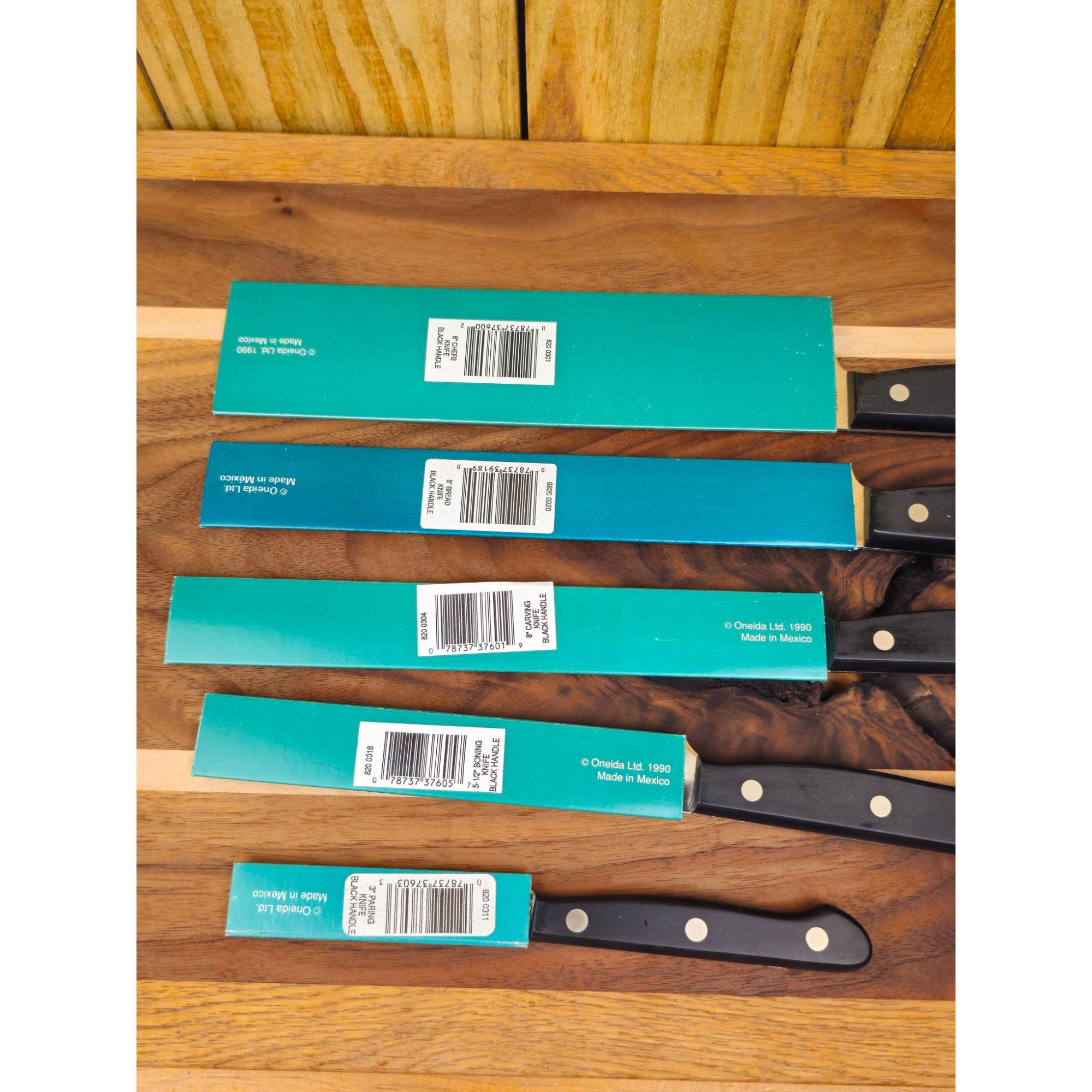 Oneida Edge Plus 5-piece Knife Set With Black Handles & Stainless