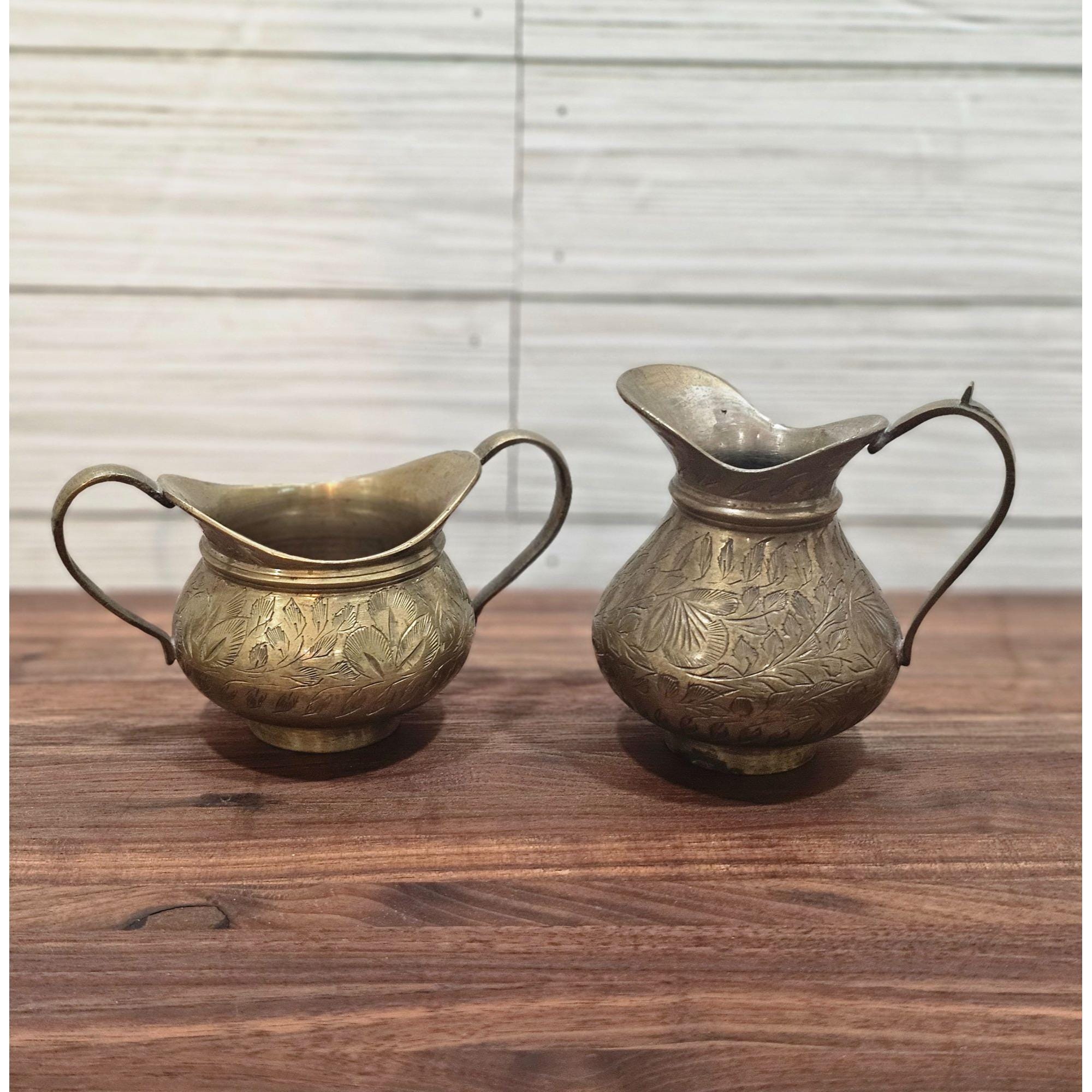 Sucrier Ancien En Laiton/bronze à Décor De Papillons - Brass Sugar Bowl