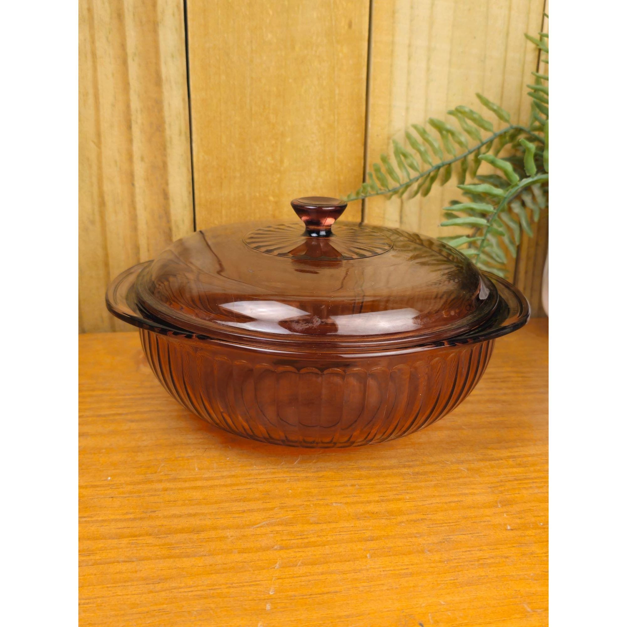 Vintage Pyrex Cranberry Ribbed 2 Qt Casserole Dish With Lid, O24-S
