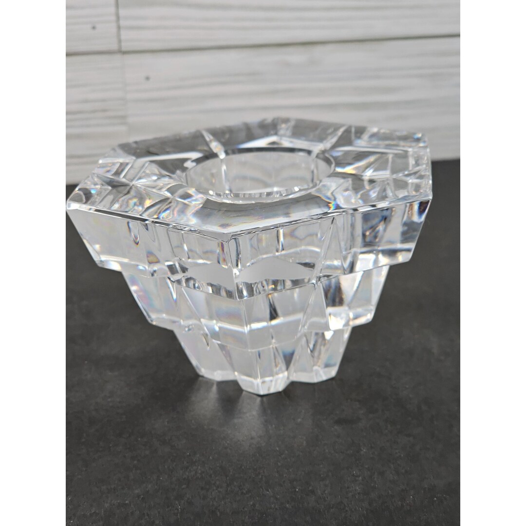 Miller Rogaska Hexagonal Crystal Candle Holder Etsy